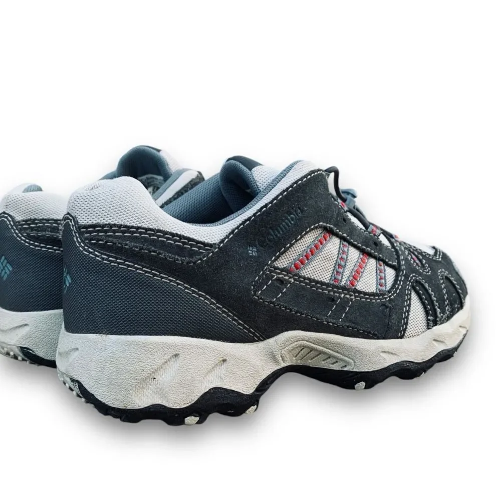 Columbia Kids Gray White and Red Athletic Trail Shoes